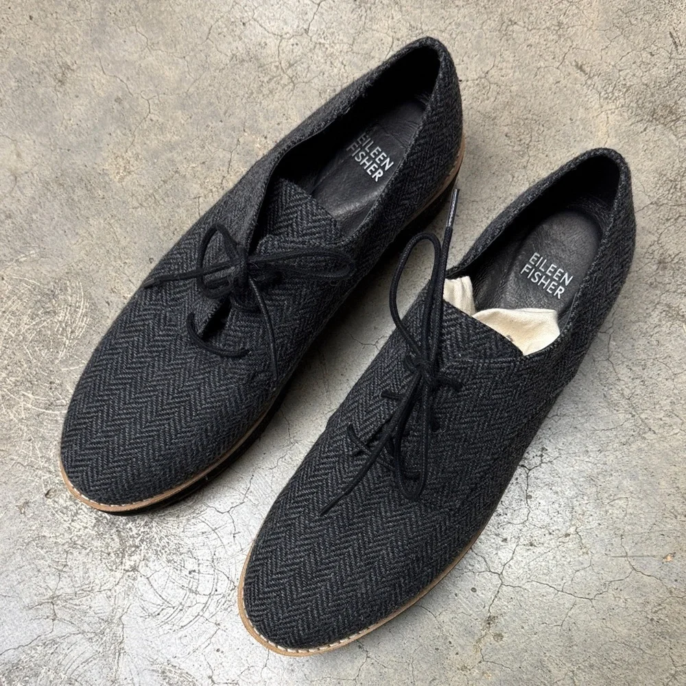 * Eileen Fisher Eddy platform Oxford shoes Herringbone